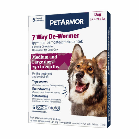 PetArmor De-Wormer, for Dogs, 7 Way, Medium and Large (25.1-200 lbs), Flavored Chewables